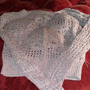 Long sleeve grey knit crop hoodie